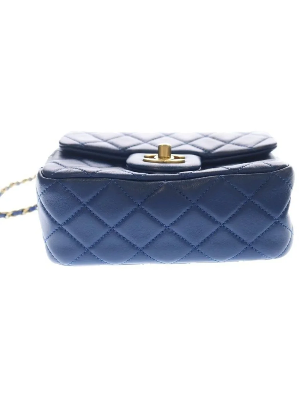 Chanel Mini Quilted CC Logo Cocobol Chain Shoulder Gold Lambskin Blue